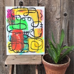 Bright and Colorful Abstract Original Painting, 16"x20"